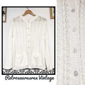 Vintage Retro Plus Off White Cardigan Sweater 2X